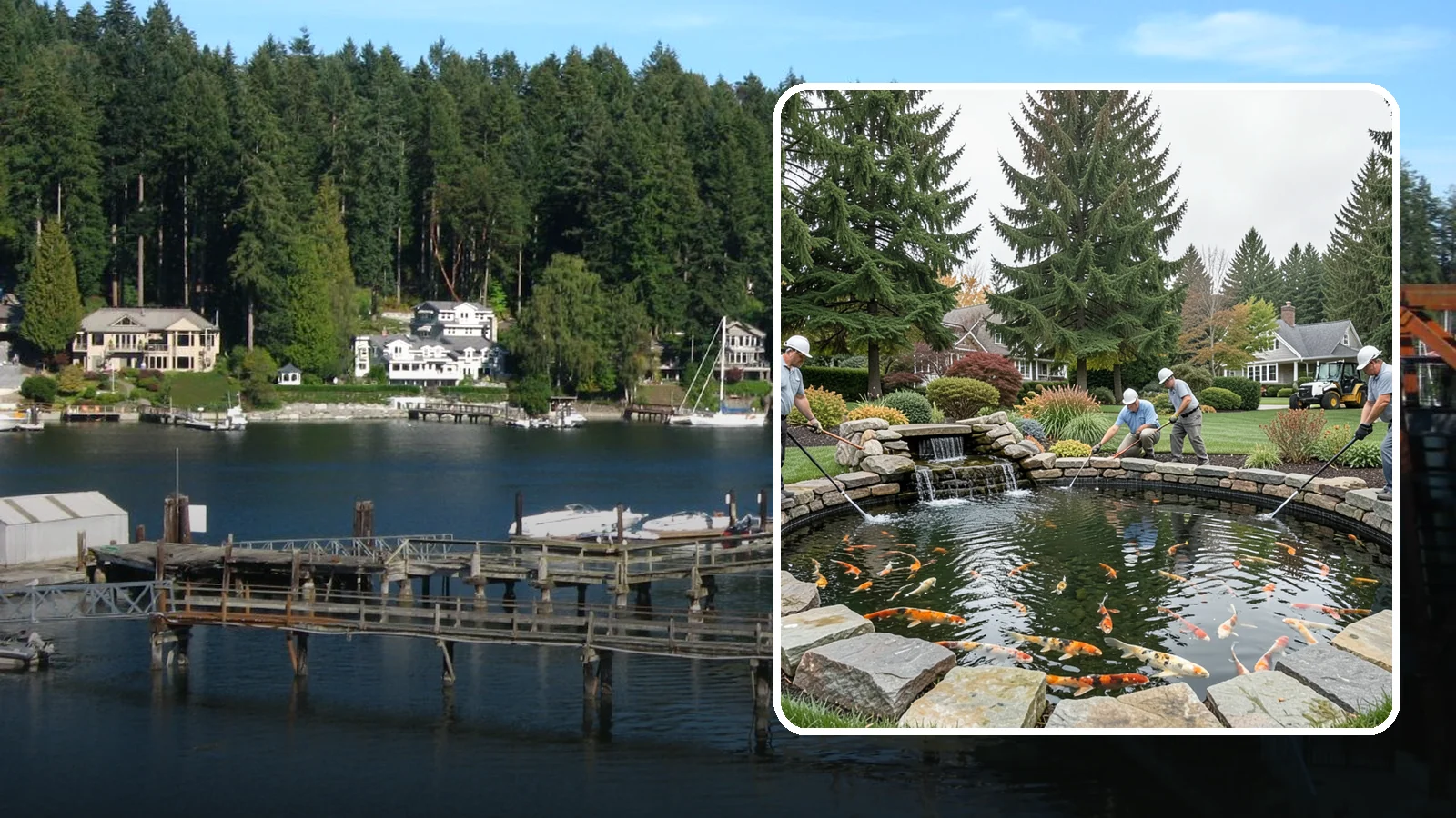 Koi Pond Installation in Gig Harbor, Pierce County, WA - Purpose-built koi ponds with the depth, filtration, and aeration that keep koi healthy and thriving.