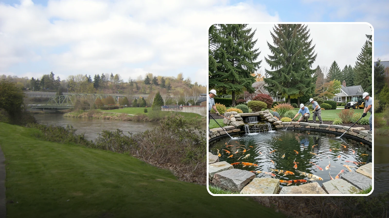 Koi Pond Installation in Tukwila, King County, WA - Purpose-built koi ponds with the depth, filtration, and aeration that keep koi healthy and thriving.