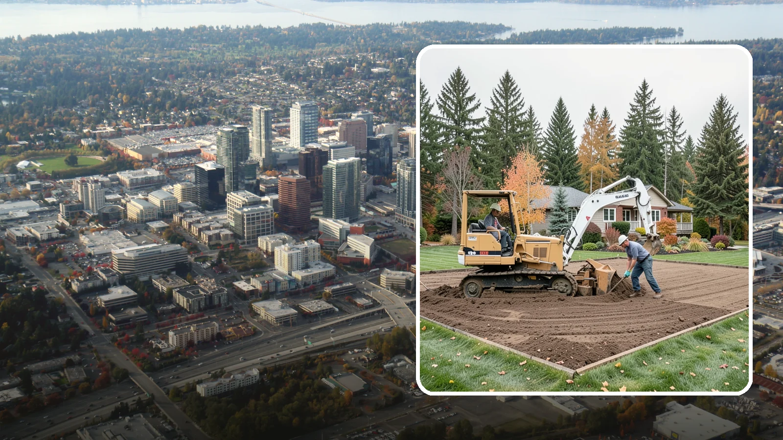 Land Leveling in Bellevue, King County, WA - Land leveling that flattens uneven ground into smooth, usable, level surfaces for lawns, play, and building.
