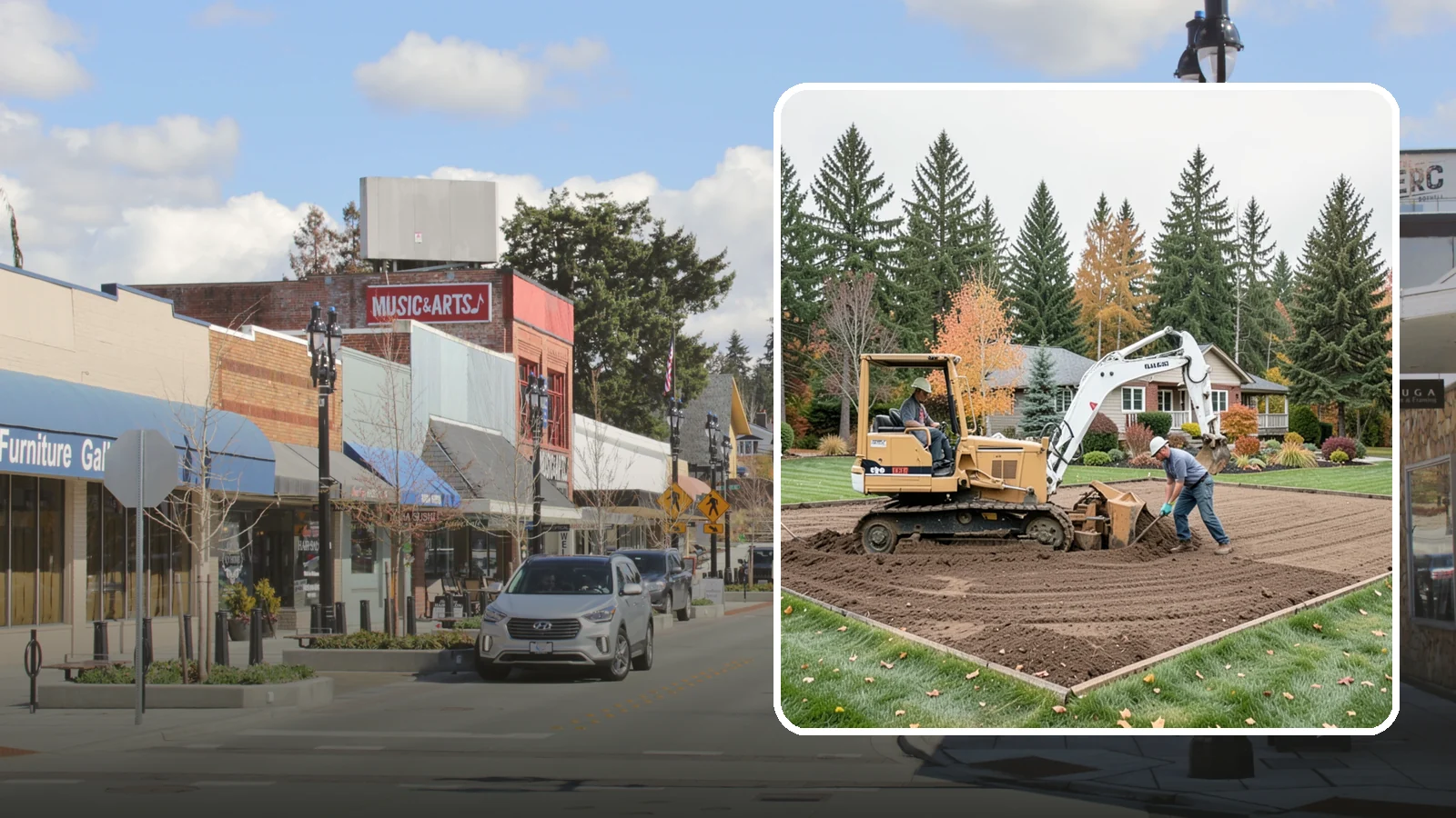 Land Leveling in Bothell, King County, WA - Land leveling that flattens uneven ground into smooth, usable, level surfaces for lawns, play, and building.