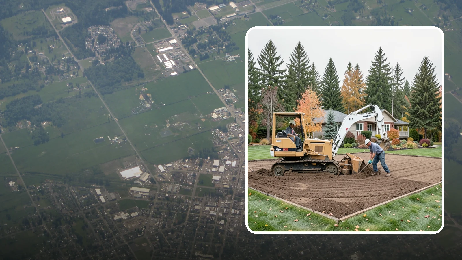 Land Leveling in Enumclaw, King County, WA - Land leveling that flattens uneven ground into smooth, usable, level surfaces for lawns, play, and building.