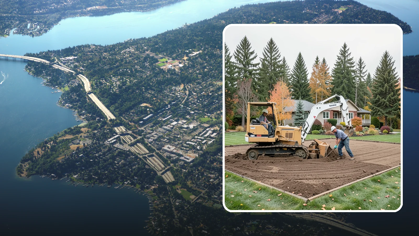 Land Leveling in Mercer Island, King County, WA - Land leveling that flattens uneven ground into smooth, usable, level surfaces for lawns, play, and building.