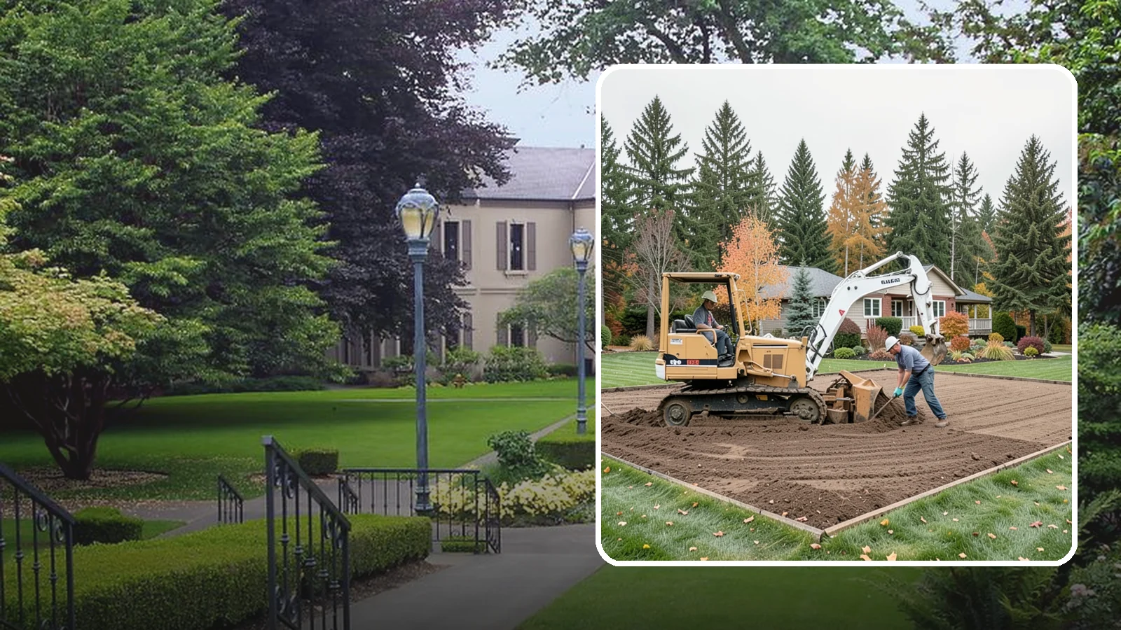 Land Leveling in Woodinville, King County, WA - Land leveling that flattens uneven ground into smooth, usable, level surfaces for lawns, play, and building.