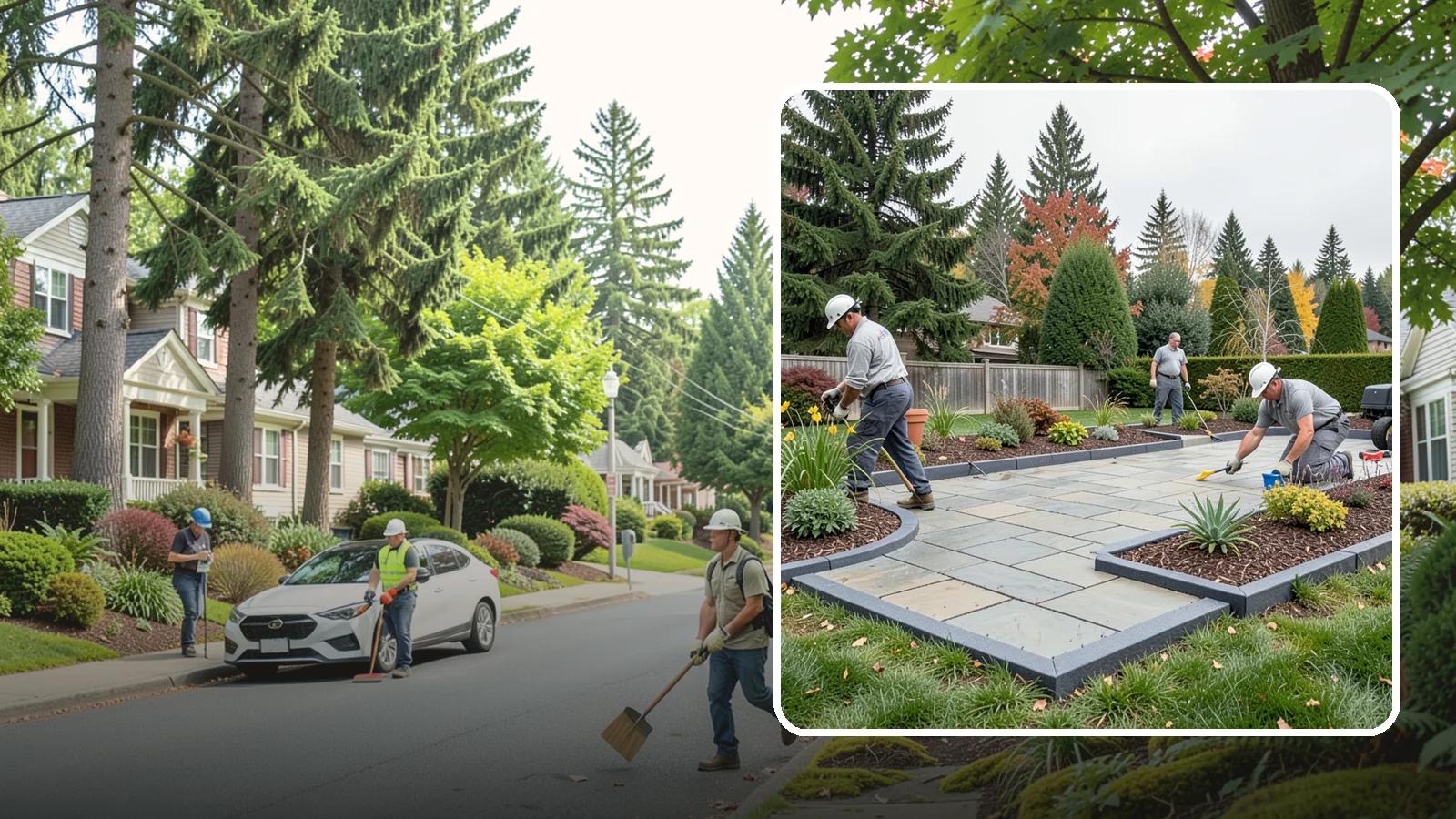 Landscape Edging Installation in Beaux Arts Village, King County, WA - Clean, durable edging installed to define beds, contain mulch and rock, and keep grass out.