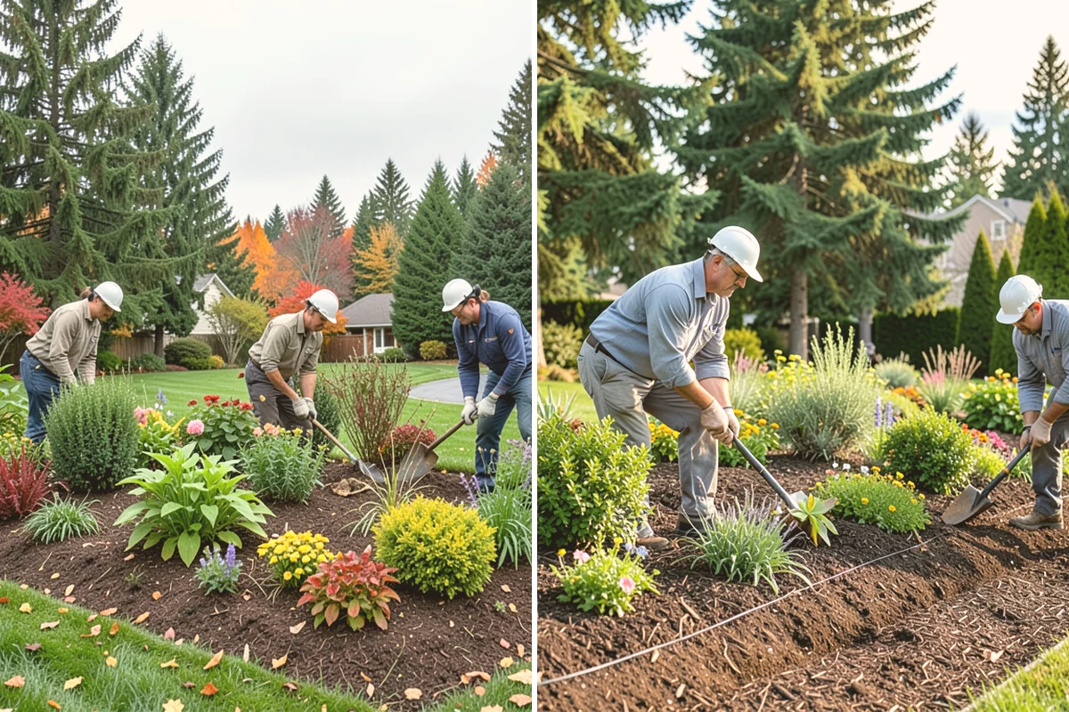Landscape Edging Installation in Bellevue, King County, WA - Lay out the edge lines along beds