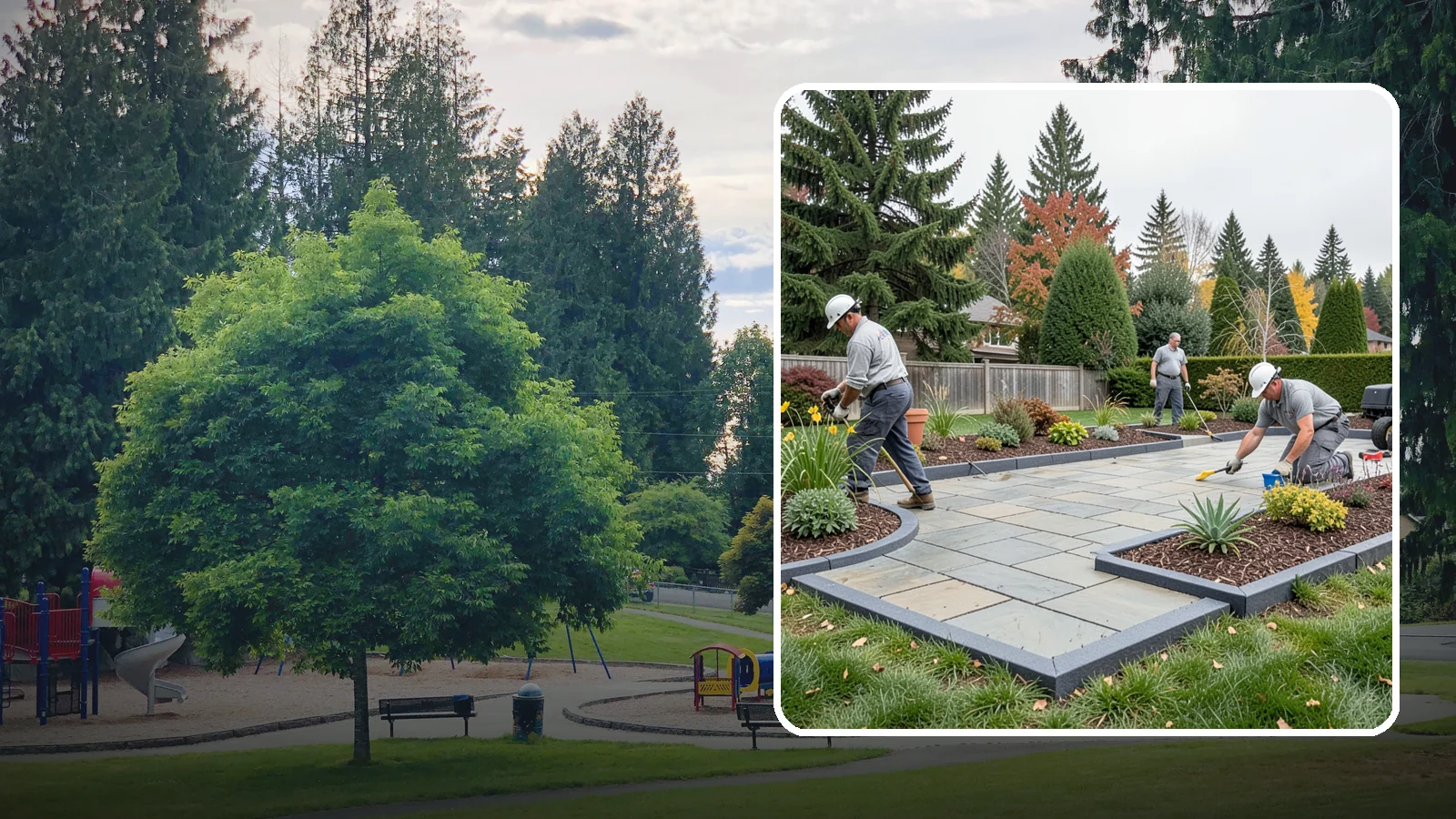 Landscape Edging Installation in Bonney Lake, Pierce County, WA - Clean, durable edging installed to define beds, contain mulch and rock, and keep grass out.