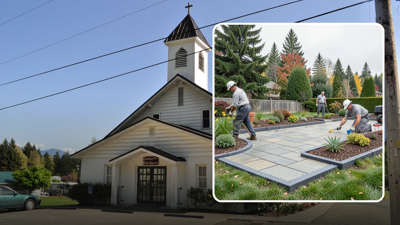 Landscape Edging Installation in Concrete, Skagit County, WA - Clean, durable edging installed to define beds, contain mulch and rock, and keep grass out.