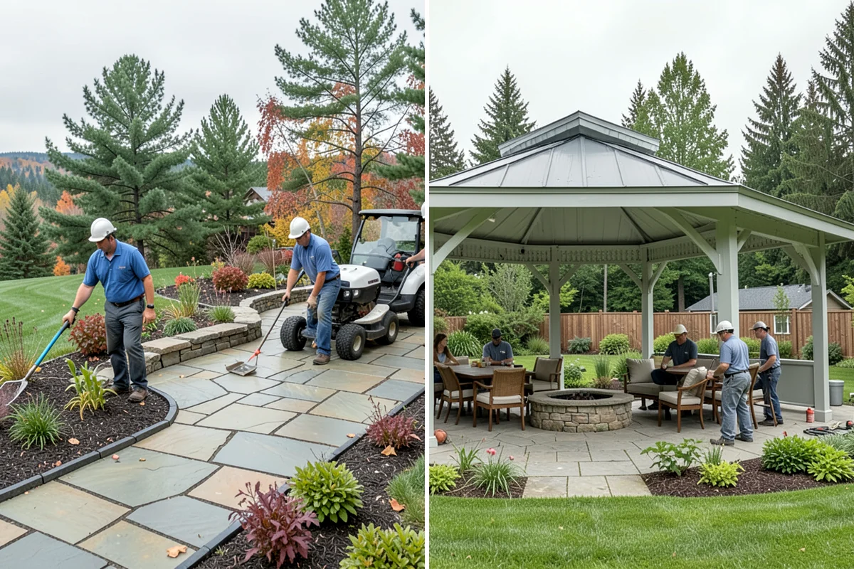 Landscape Edging Installation in Concrete, Skagit County, WA - Lay out the edge lines along beds