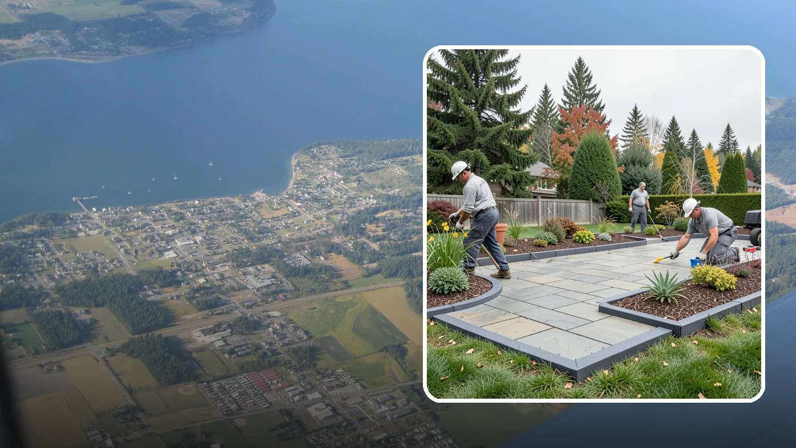 Landscape Edging Installation in Coupeville, Island County, WA - Clean, durable edging installed to define beds, contain mulch and rock, and keep grass out.