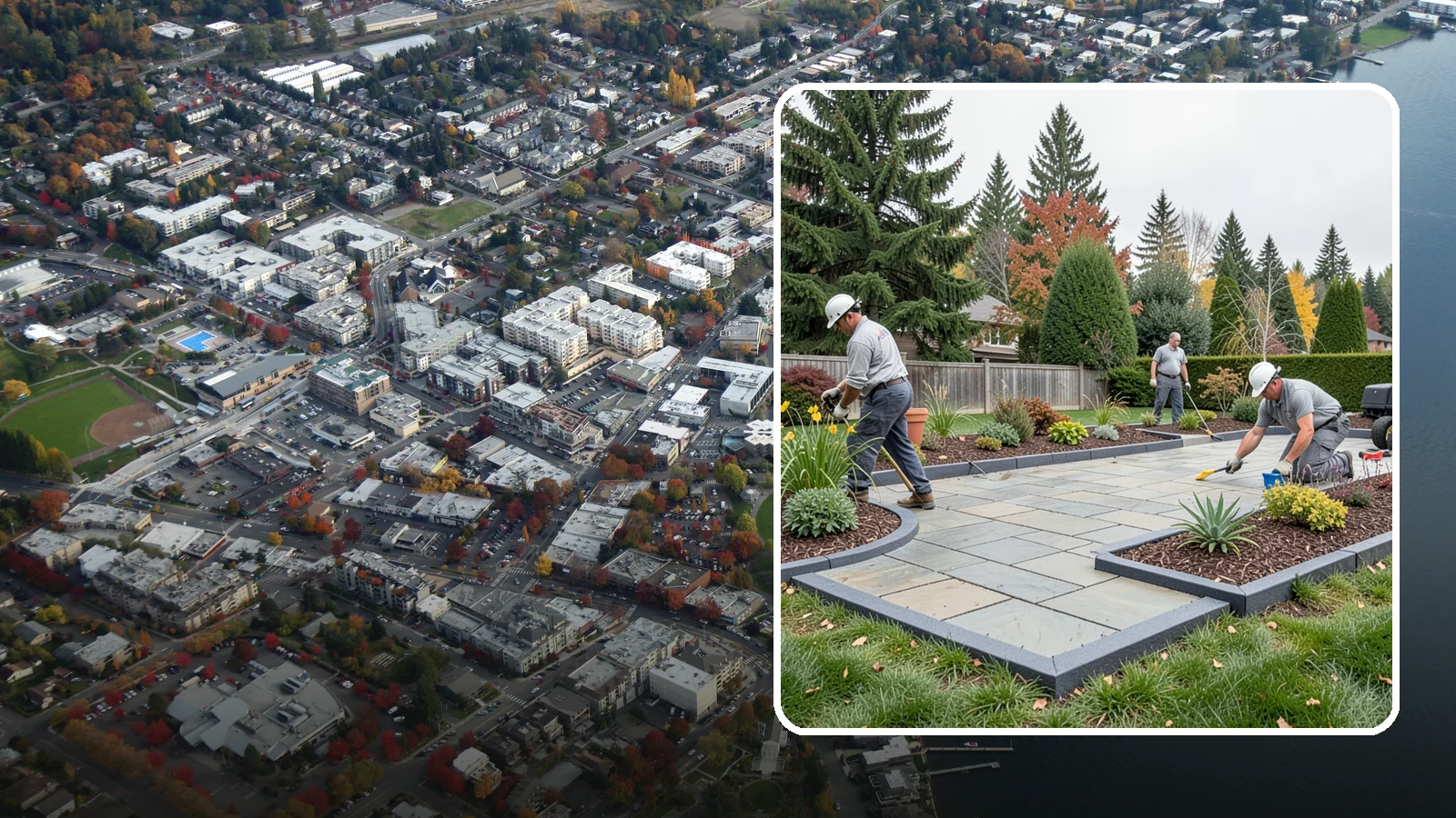 Landscape Edging Installation in Kirkland, King County, WA - Clean, durable edging installed to define beds, contain mulch and rock, and keep grass out.