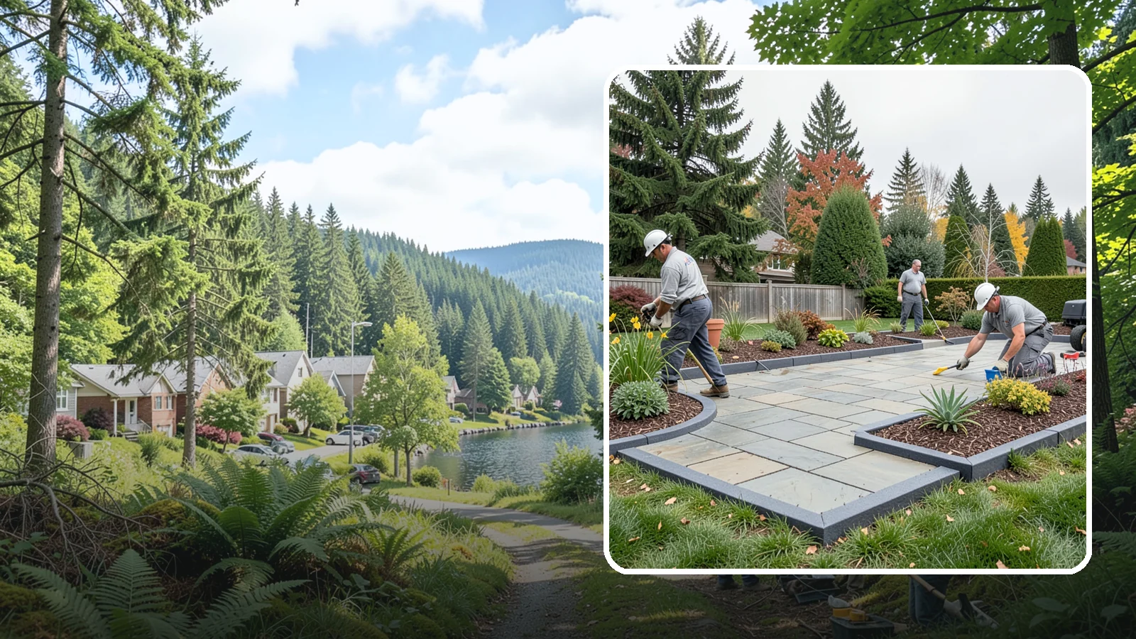 Landscape Edging Installation in Lake Forest Park, King County, WA - Clean, durable edging installed to define beds, contain mulch and rock, and keep grass out.
