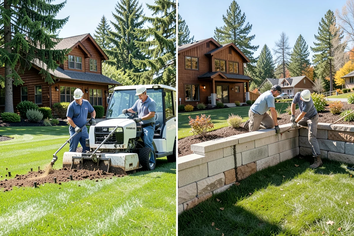 Landscape Edging Installation in Lake Forest Park, King County, WA - Lay out the edge lines along beds