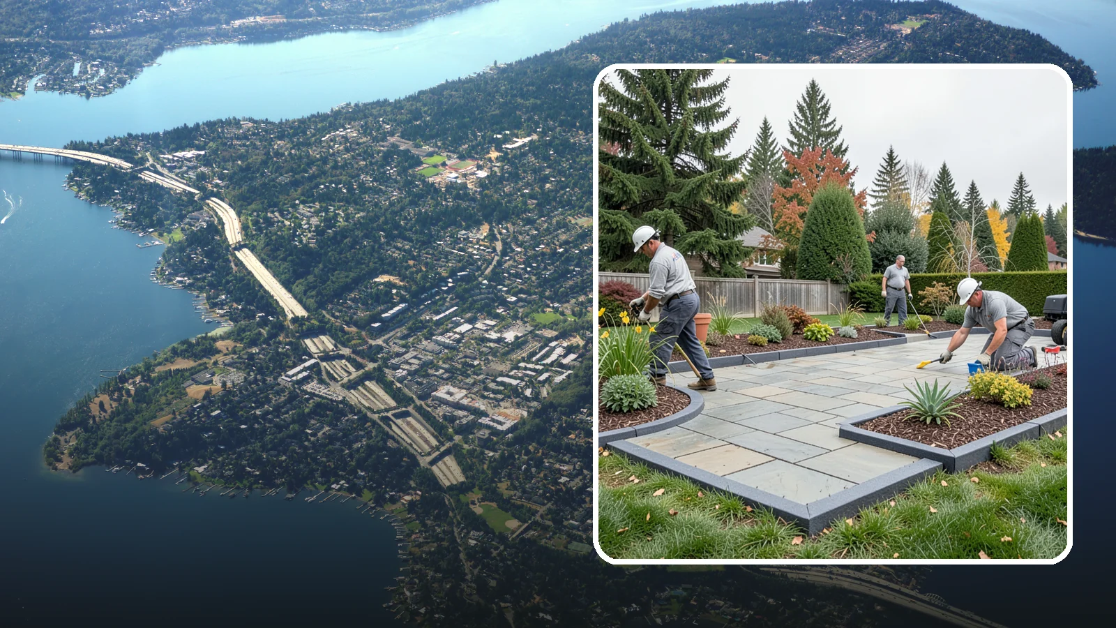Landscape Edging Installation in Mercer Island, King County, WA - Clean, durable edging installed to define beds, contain mulch and rock, and keep grass out.