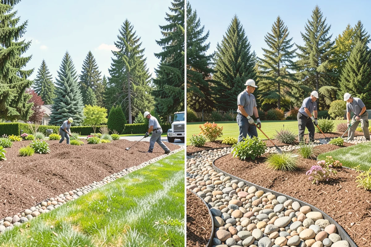 Landscape Edging Installation in Newcastle, King County, WA - Lay out the edge lines along beds