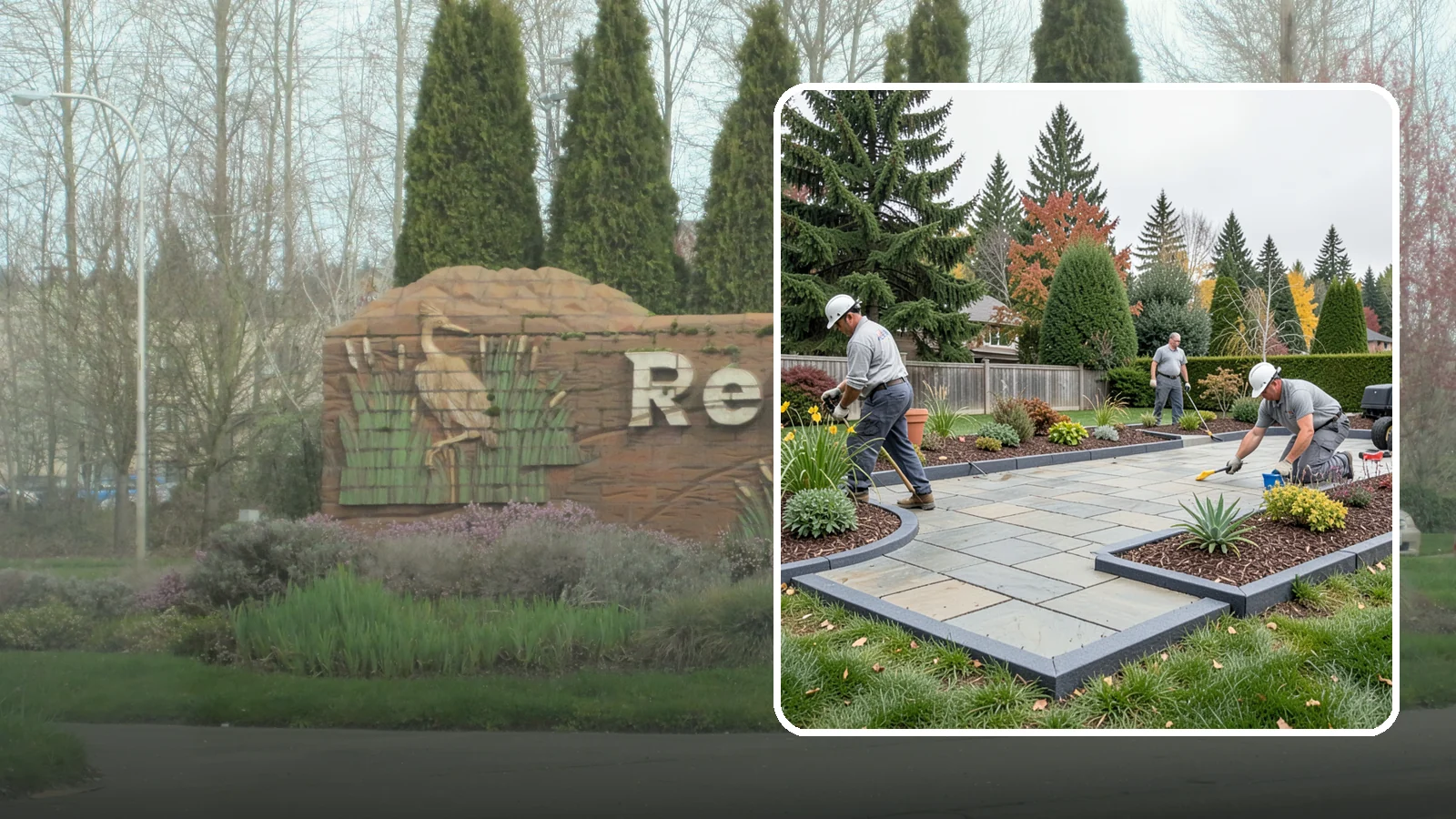 Landscape Edging Installation in Renton, King County, WA - Clean, durable edging installed to define beds, contain mulch and rock, and keep grass out.
