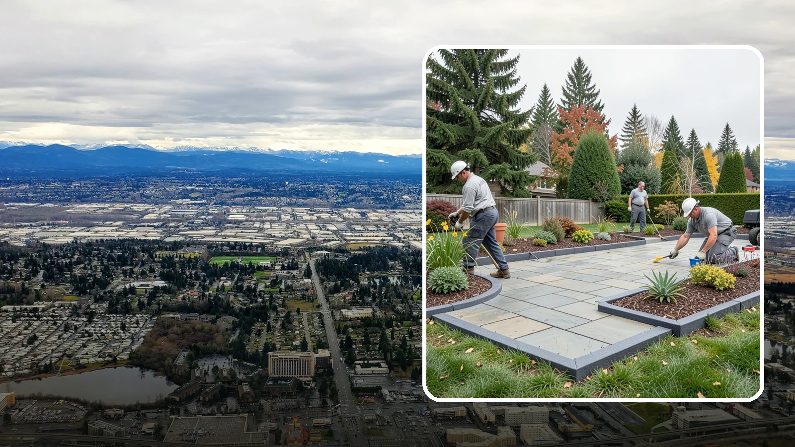Landscape Edging Installation in SeaTac, King County, WA - Clean, durable edging installed to define beds, contain mulch and rock, and keep grass out.