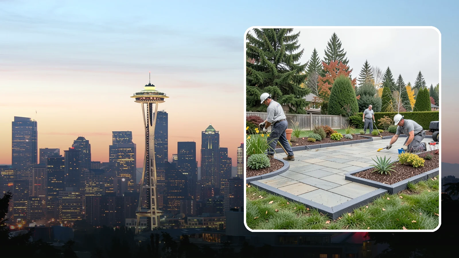 Landscape Edging Installation in Seattle, King County, WA - Clean, durable edging installed to define beds, contain mulch and rock, and keep grass out.