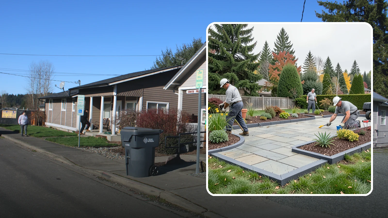 Landscape Edging Installation in South Prairie, Pierce County, WA - Clean, durable edging installed to define beds, contain mulch and rock, and keep grass out.