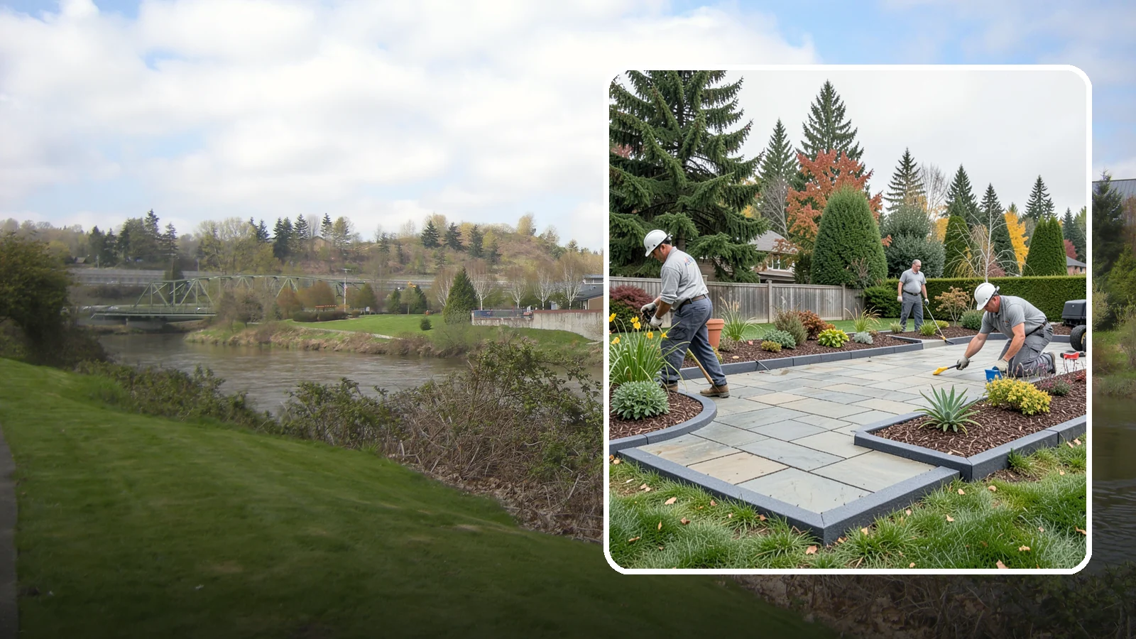 Landscape Edging Installation in Tukwila, King County, WA - Clean, durable edging installed to define beds, contain mulch and rock, and keep grass out.