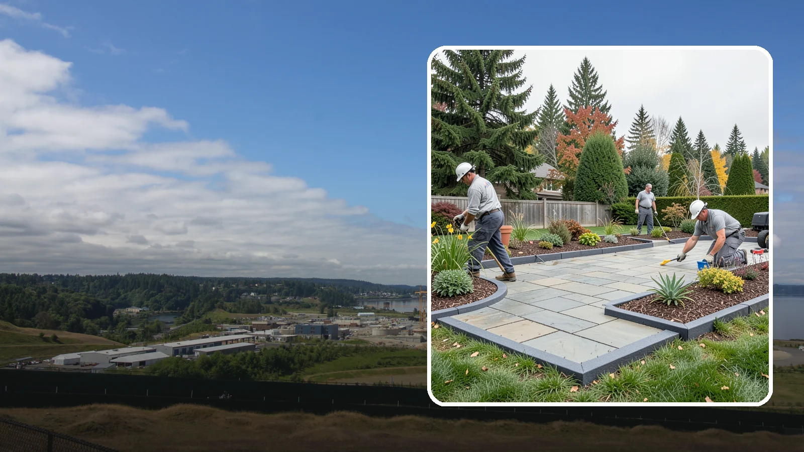 Landscape Edging Installation in University Place, Pierce County, WA - Clean, durable edging installed to define beds, contain mulch and rock, and keep grass out.