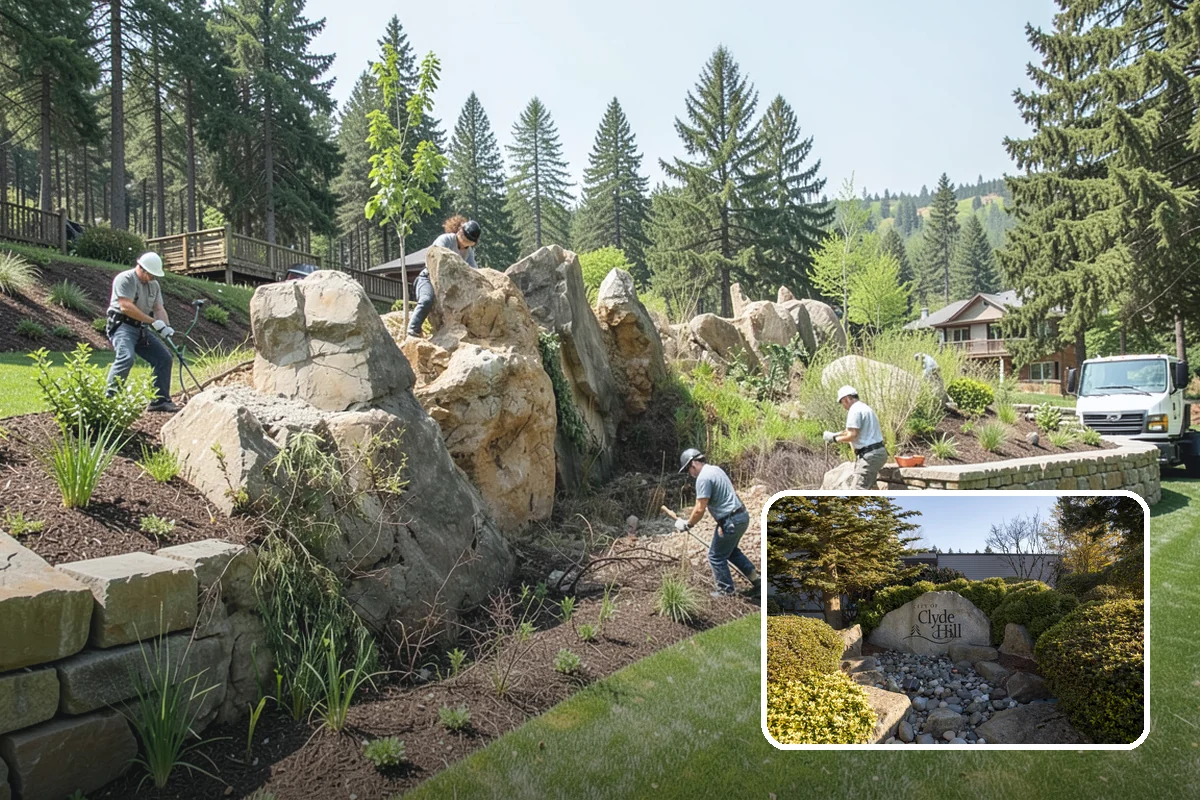 Landscape Fabric Installation in Clyde Hill, King County, WA - Blocks aggressive PNW weeds while allowing water to drain through
