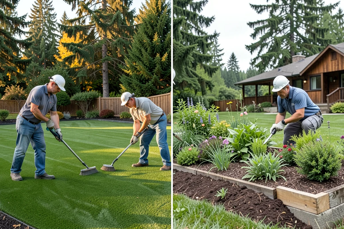 Landscape Fabric Installation in Everett, Snohomish County, WA - Clear the bed and pull existing weeds to the root