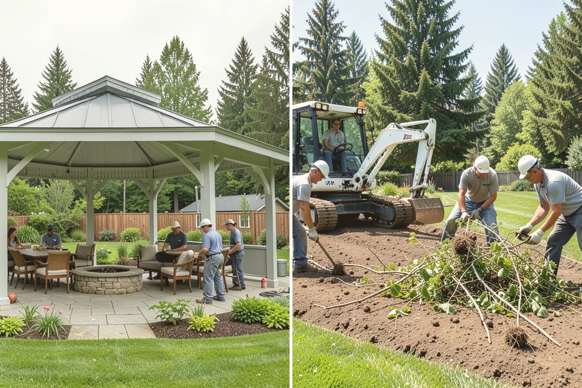 Landscape Fabric Installation in Kent, King County, WA - Clear the bed and pull existing weeds to the root