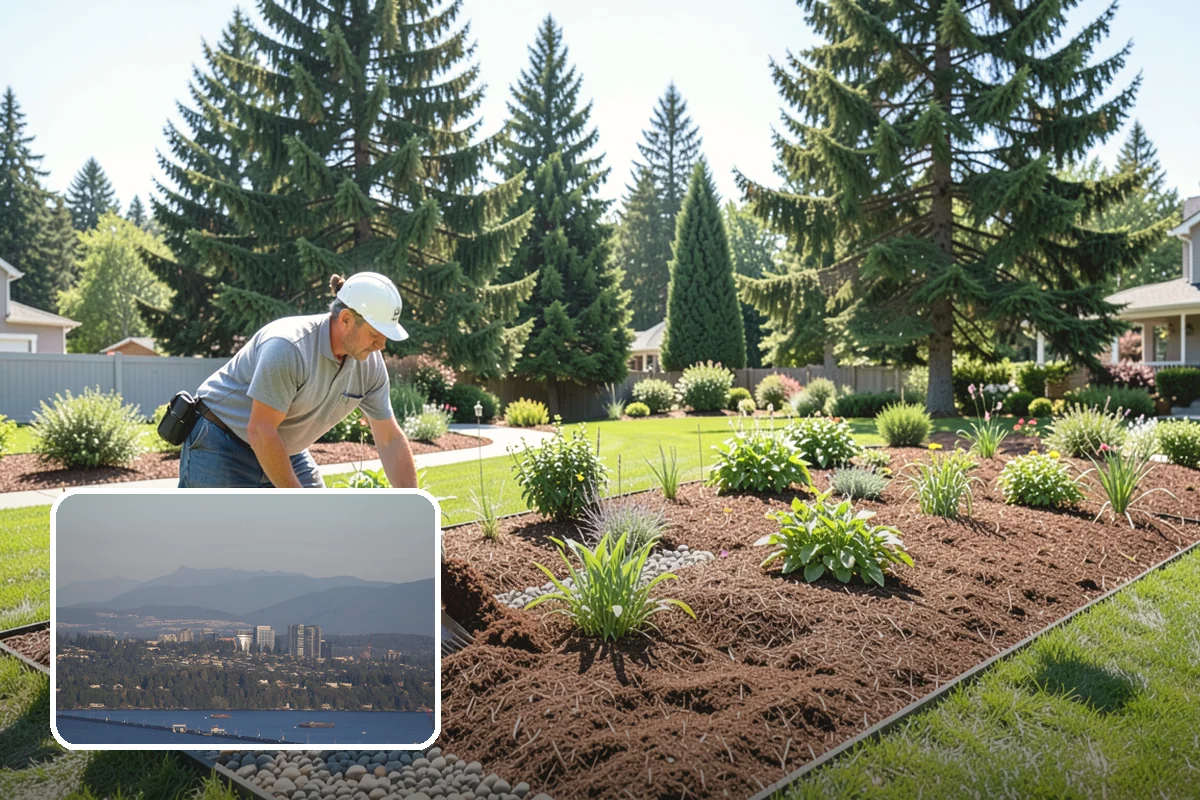 Landscape Fabric Installation in Medina, King County, WA - Blocks aggressive PNW weeds while allowing water to drain through