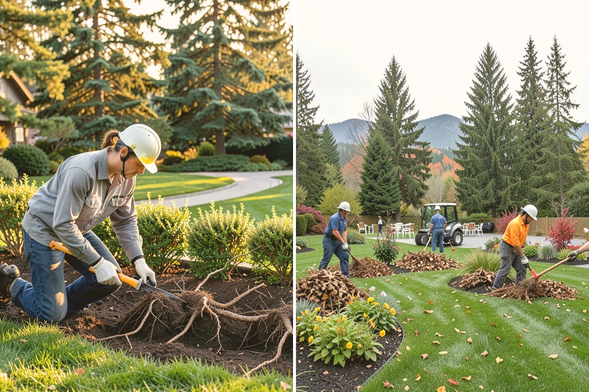 Landscape Fabric Installation in Newcastle, King County, WA - Clear the bed and pull existing weeds to the root