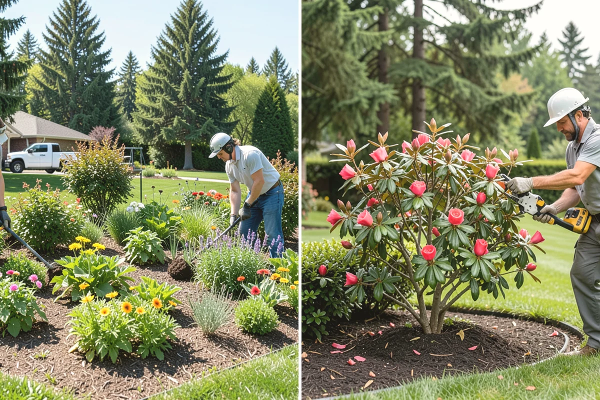 Landscape Fabric Installation in Yarrow Point, King County, WA - Clear the bed and pull existing weeds to the root