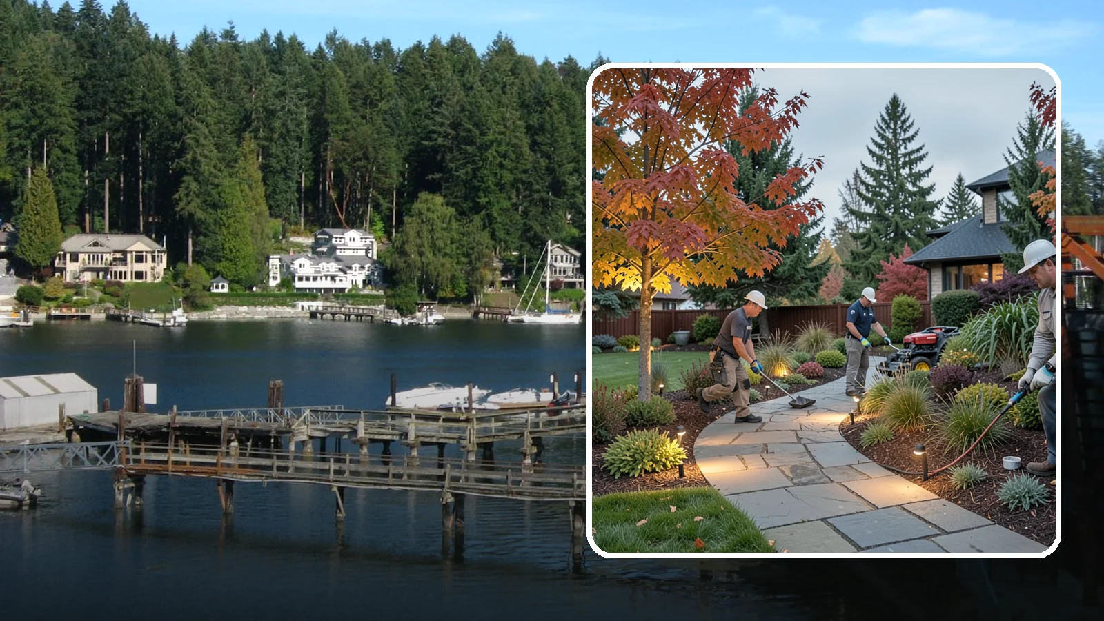 Landscape Lighting Installation in Gig Harbor, Pierce County, WA - Professionally designed landscape lighting that adds beauty, safety, and hours of usable evening space.