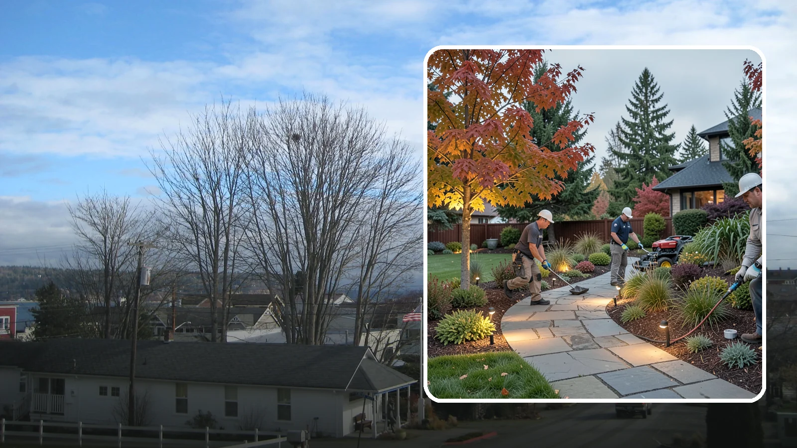 Landscape Lighting Installation in Langley, Island County, WA - Professionally designed landscape lighting that adds beauty, safety, and hours of usable evening space.
