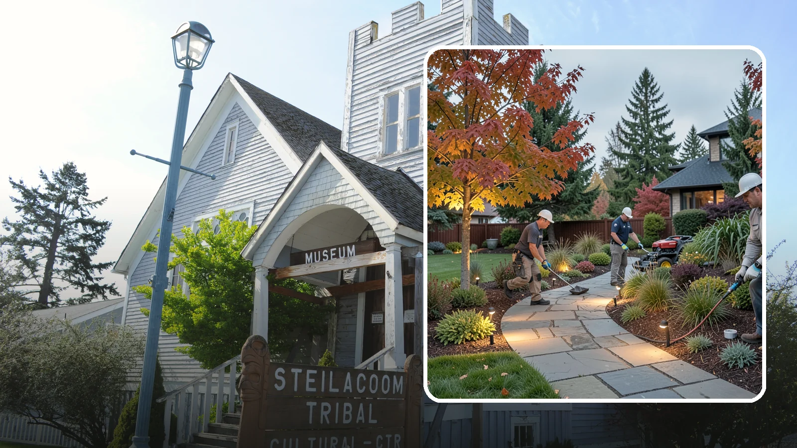 Landscape Lighting Installation in Steilacoom, Pierce County, WA - Professionally designed landscape lighting that adds beauty, safety, and hours of usable evening space.