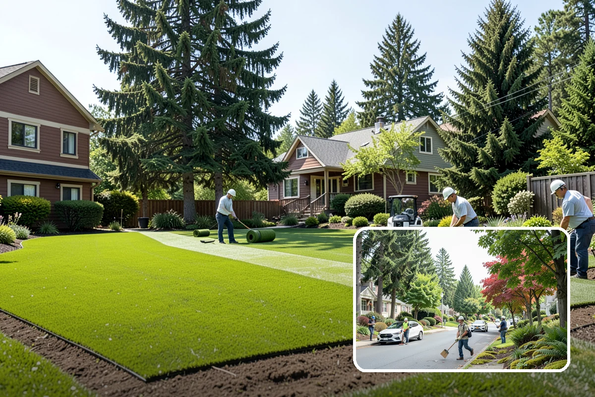 Landscape Renovation in Beaux Arts Village, King County, WA - Fresh, cohesive design that respects mature plantings