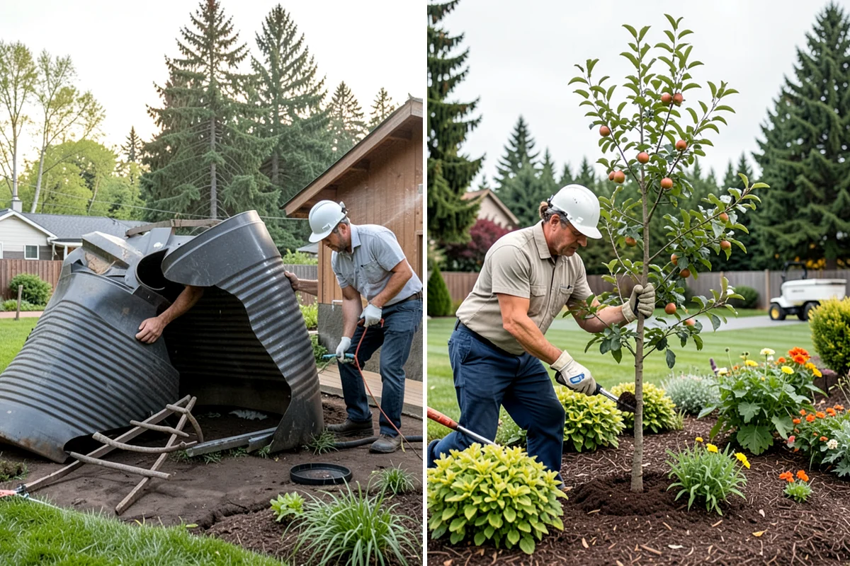 Landscape Renovation in Puyallup, Pierce County, WA - Walk the property and assess existing plantings and grade