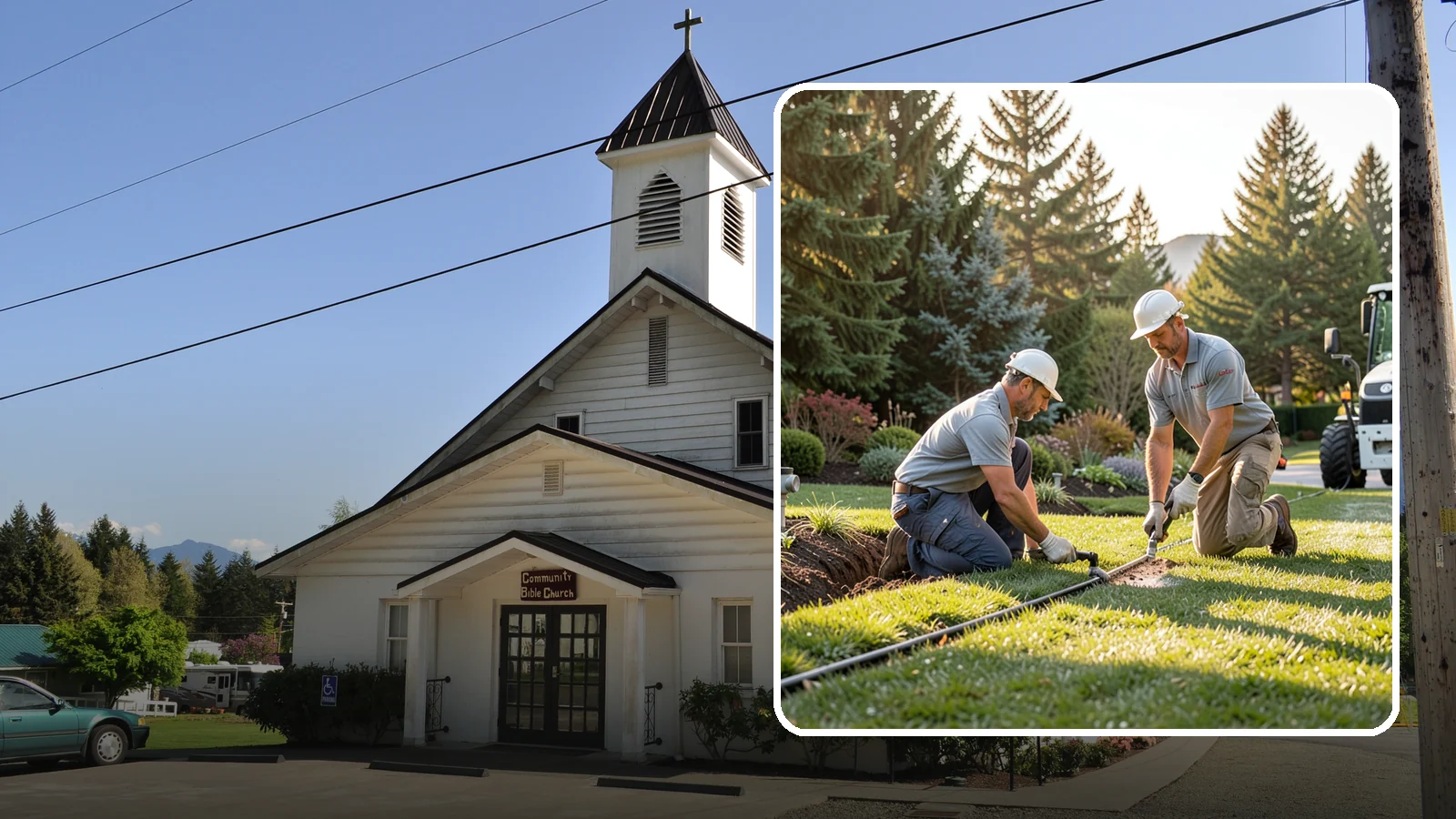 Lateral Line Repair in Concrete, Skagit County, WA - We repair broken lateral lines between valves and sprinkler heads that cause low head pressure, geysers, or soggy turf during a...