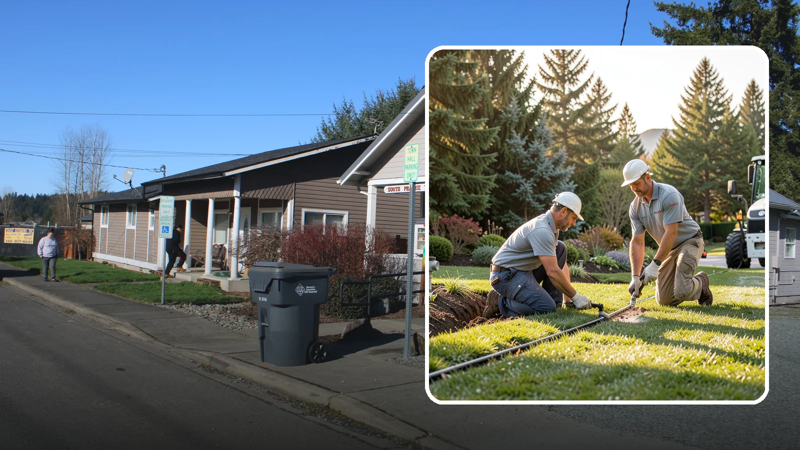 Lateral Line Repair in South Prairie, Pierce County, WA - We repair broken lateral lines between valves and sprinkler heads that cause low head pressure, geysers, or soggy turf during a...