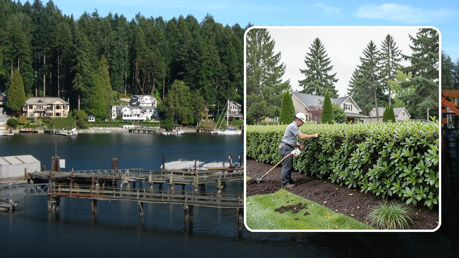 Laurel Hedge Trimming in Gig Harbor, Pierce County, WA - All-purpose laurel hedge trimming that controls fast broadleaf growth and restores clean, dense screening across your property...