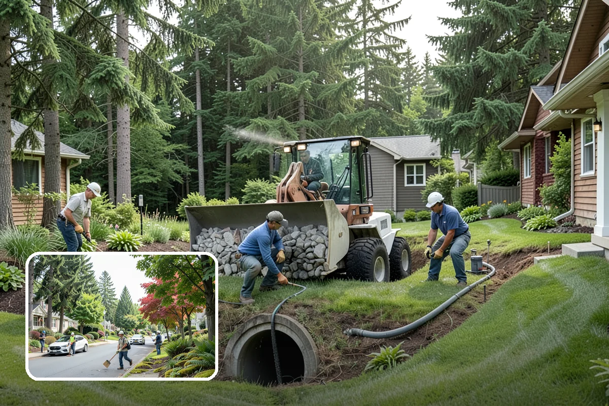 Lava Rock Installation in Beaux Arts Village, King County, WA - Insulates soil and helps retain moisture between rains