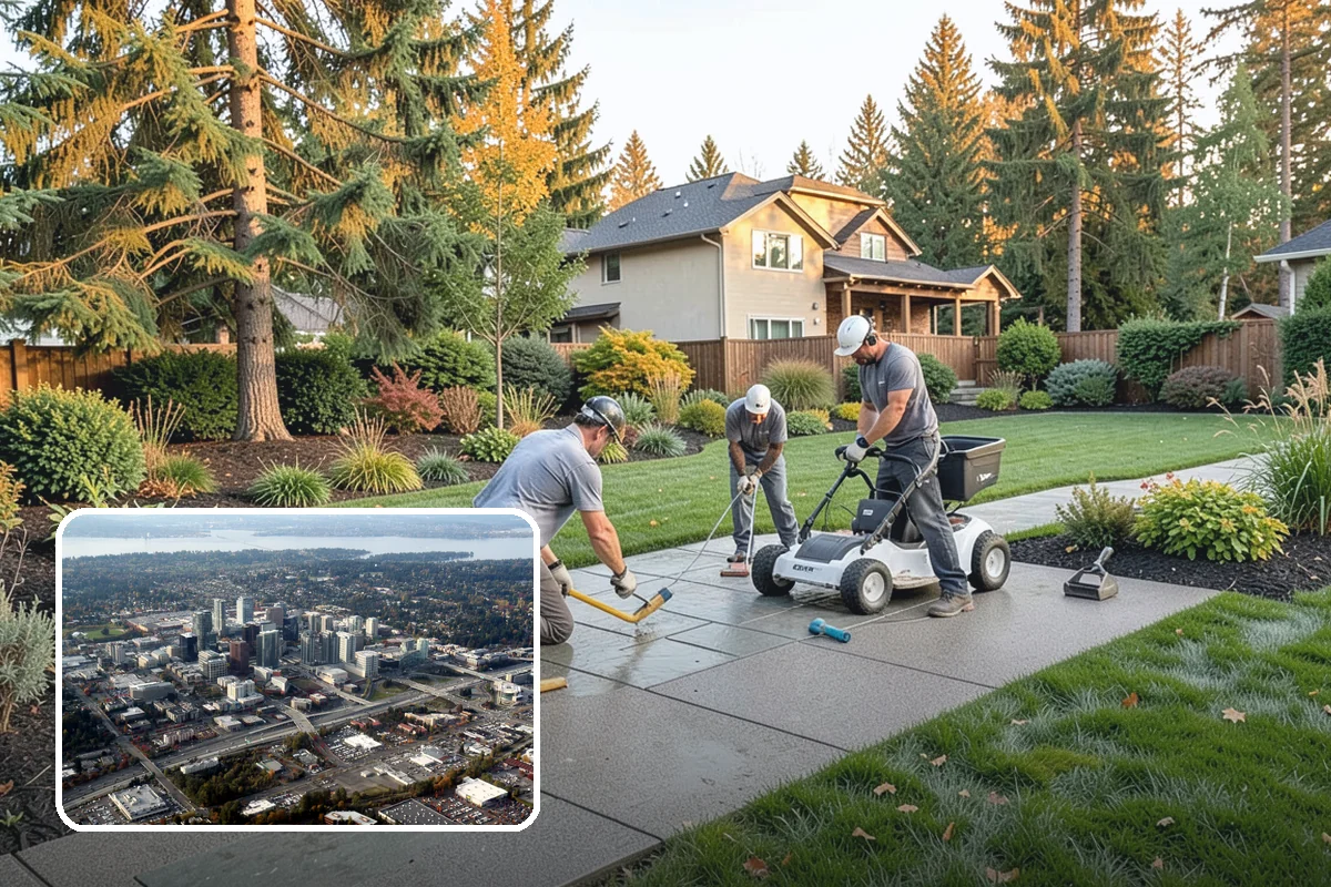 Lava Rock Installation in Bellevue, King County, WA - Insulates soil and helps retain moisture between rains