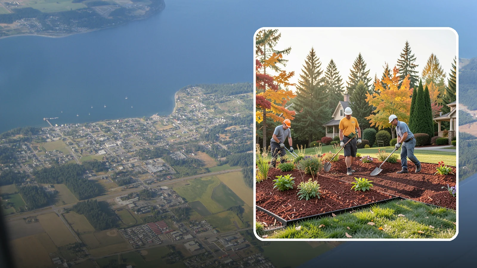 Lava Rock Installation in Coupeville, Island County, WA - Lightweight, porous volcanic rock in deep red or charcoal that adds bold color and insulating mulch to beds.