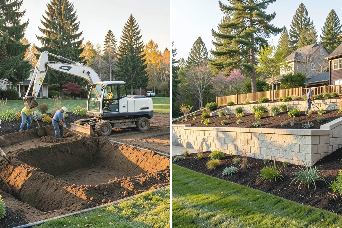 Lava Rock Installation in Darrington, Snohomish County, WA - Shape and grade the bed and confirm drainage away from plant crowns