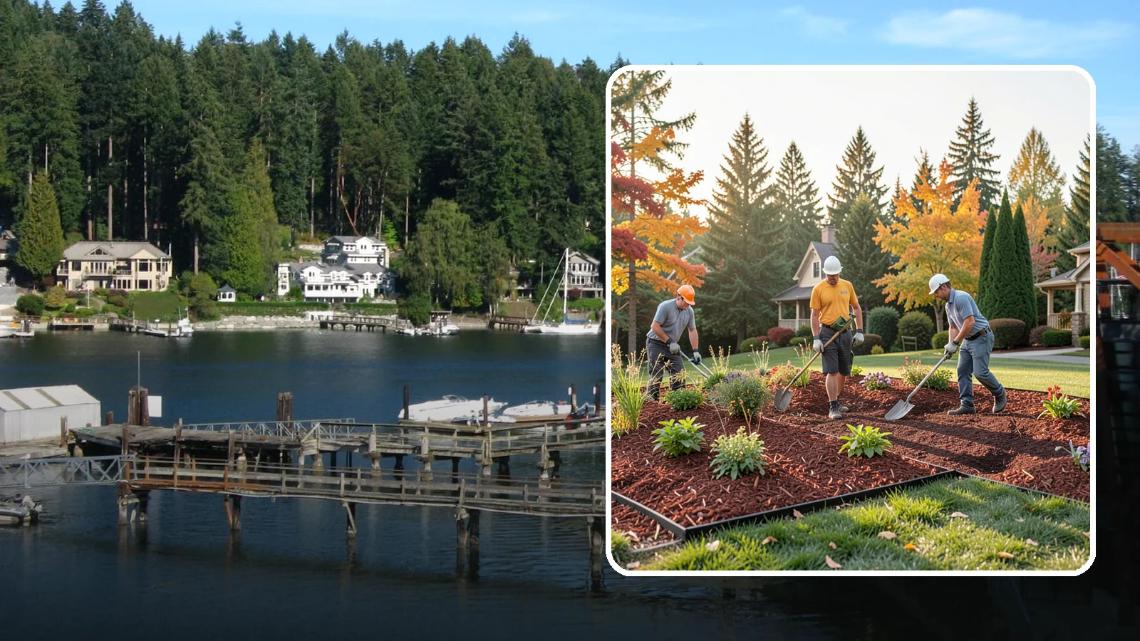 Lava Rock Installation in Gig Harbor, Pierce County, WA - Lightweight, porous volcanic rock in deep red or charcoal that adds bold color and insulating mulch to beds.