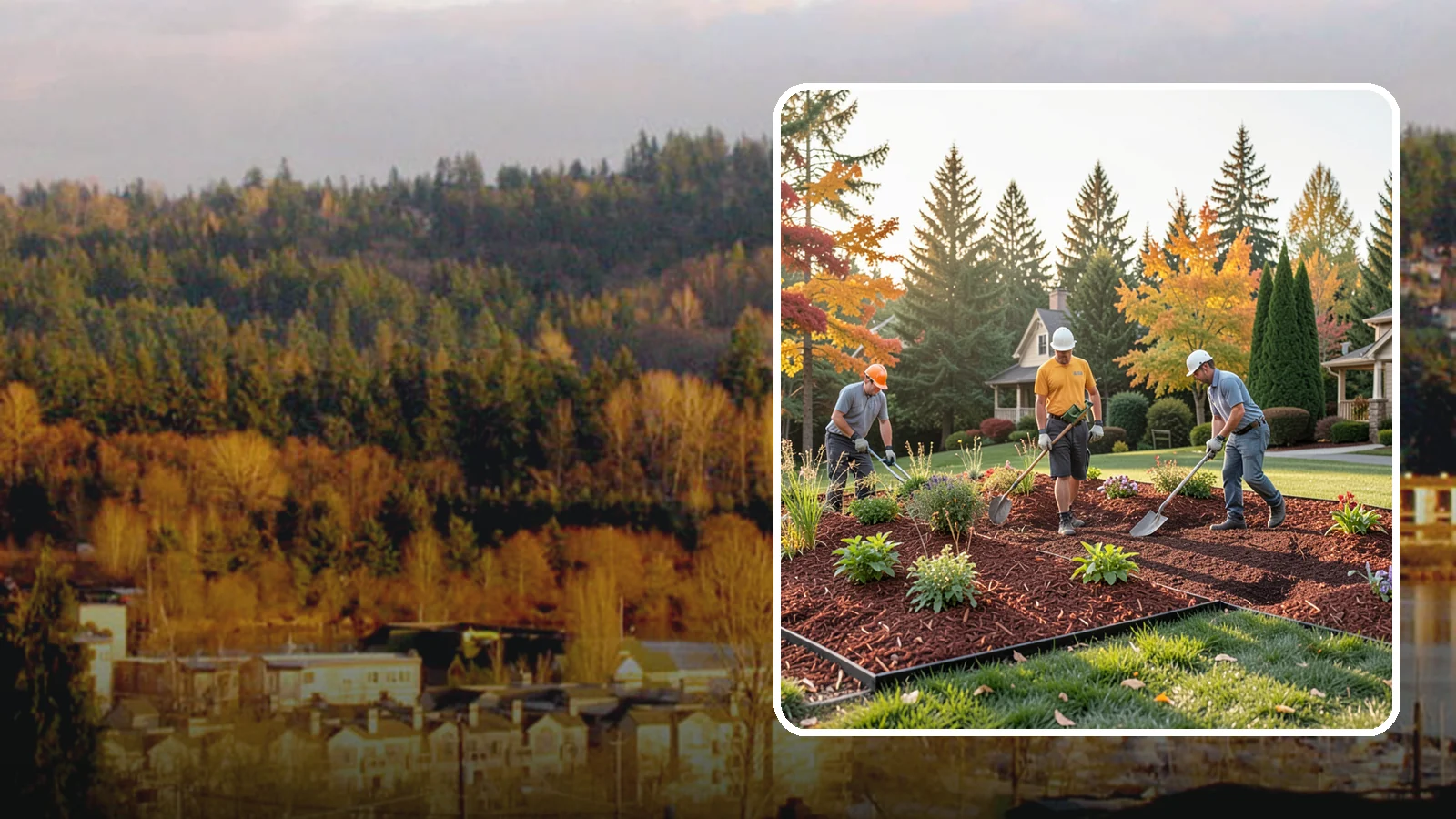 Lava Rock Installation in Kenmore, King County, WA - Lightweight, porous volcanic rock in deep red or charcoal that adds bold color and insulating mulch to beds.