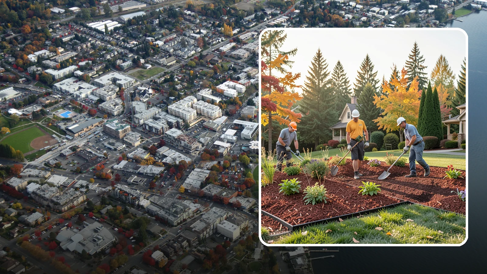 Lava Rock Installation in Kirkland, King County, WA - Lightweight, porous volcanic rock in deep red or charcoal that adds bold color and insulating mulch to beds.