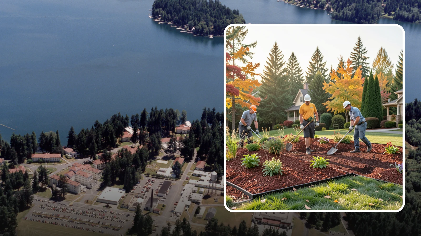 Lava Rock Installation in Lakewood, Pierce County, WA - Lightweight, porous volcanic rock in deep red or charcoal that adds bold color and insulating mulch to beds.
