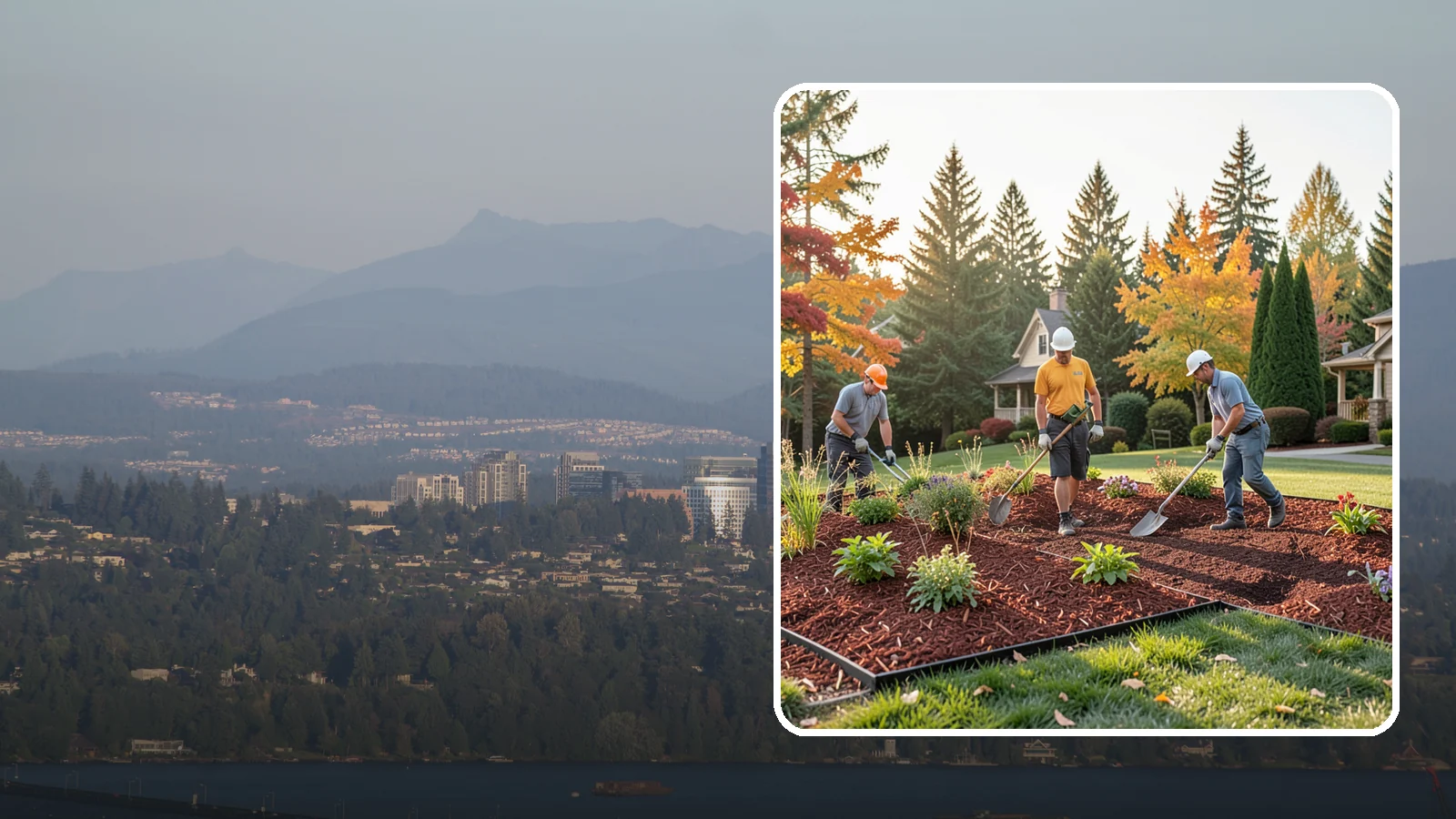Lava Rock Installation in Medina, King County, WA - Lightweight, porous volcanic rock in deep red or charcoal that adds bold color and insulating mulch to beds.