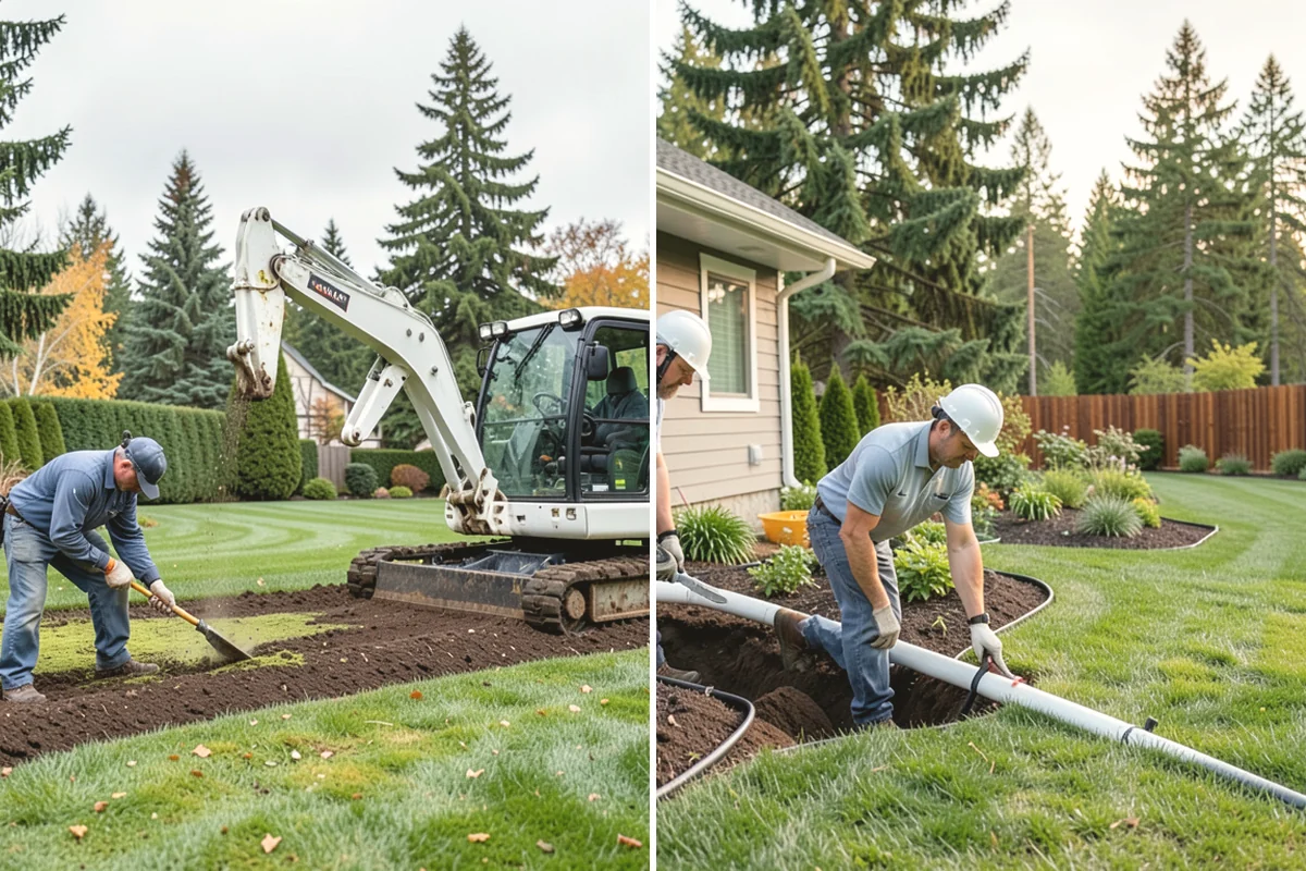 Lava Rock Installation in Mercer Island, King County, WA - Shape and grade the bed and confirm drainage away from plant crowns