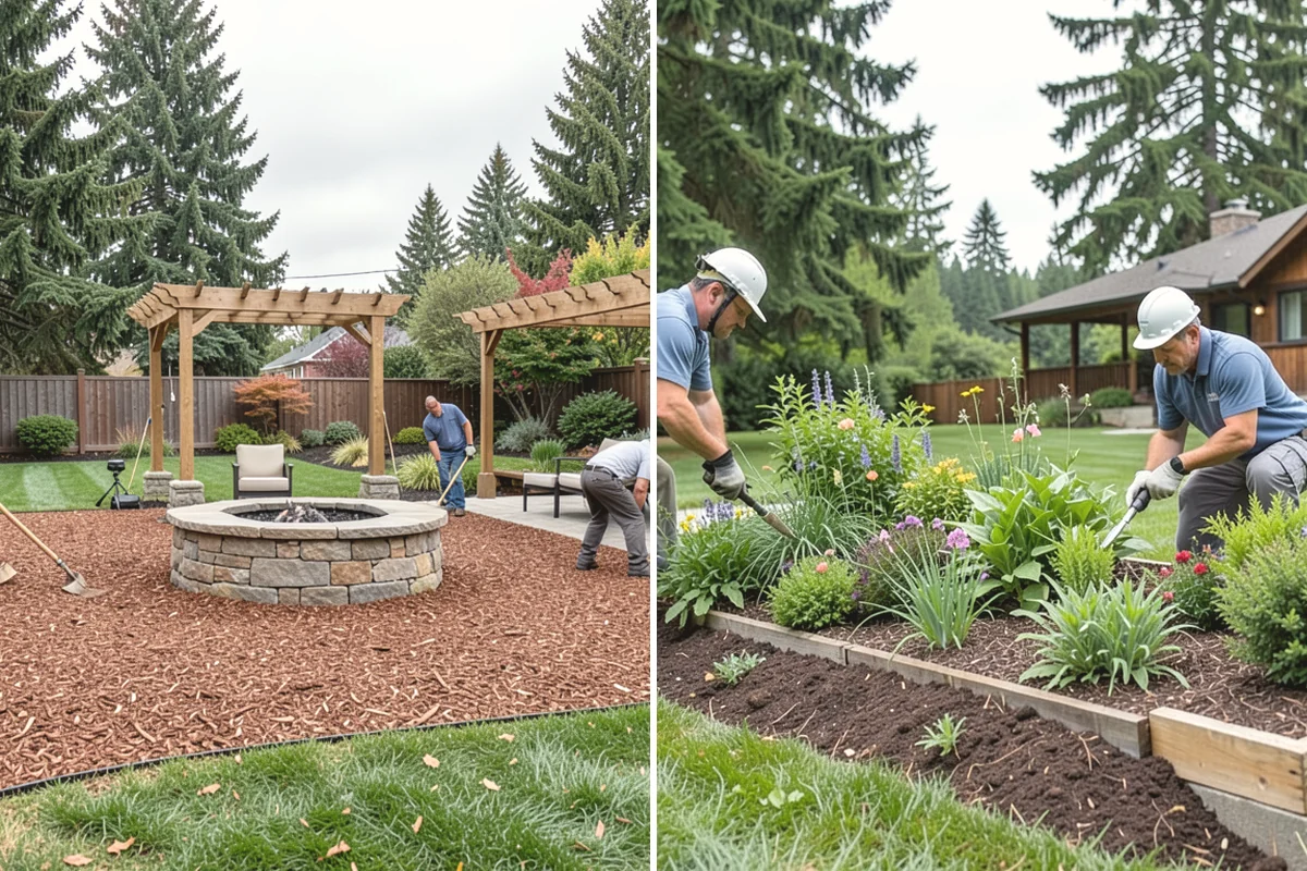 Lava Rock Installation in Mukilteo, Snohomish County, WA - Shape and grade the bed and confirm drainage away from plant crowns