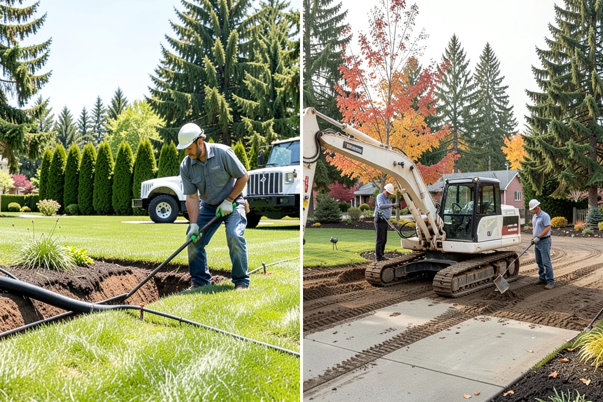 Lava Rock Installation in Pacific, King County, WA - Shape and grade the bed and confirm drainage away from plant crowns